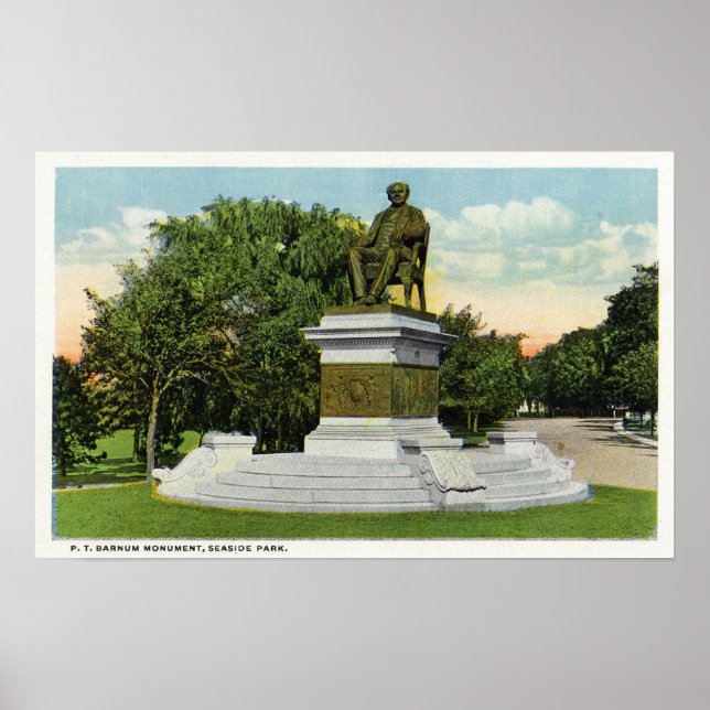 Seaside Park View of the P T Barnum Monument Poster (Framsidan)