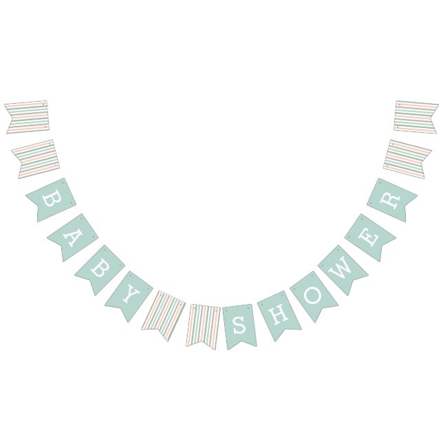 Seaside Pastel Mint Rand Baby Shower Vimplar (Alla)