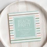 Seaside Pastel Rand Beach Party Inbjudningar<br><div class="desc">Sparka av din sommarstrand party i den brinnande kusten stil med våra inbjudningar från Cabana rand i en mjuk havsbottenpalett från färg med mynta,  akvarier,  persikor och sand. Anpassa till händelsetyp om du vill att inbjudan ska fungera för alla tillfälle!</div>
