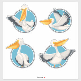 Seaside Pelicans in Port Hål Nautical Shorebird Klistermärken