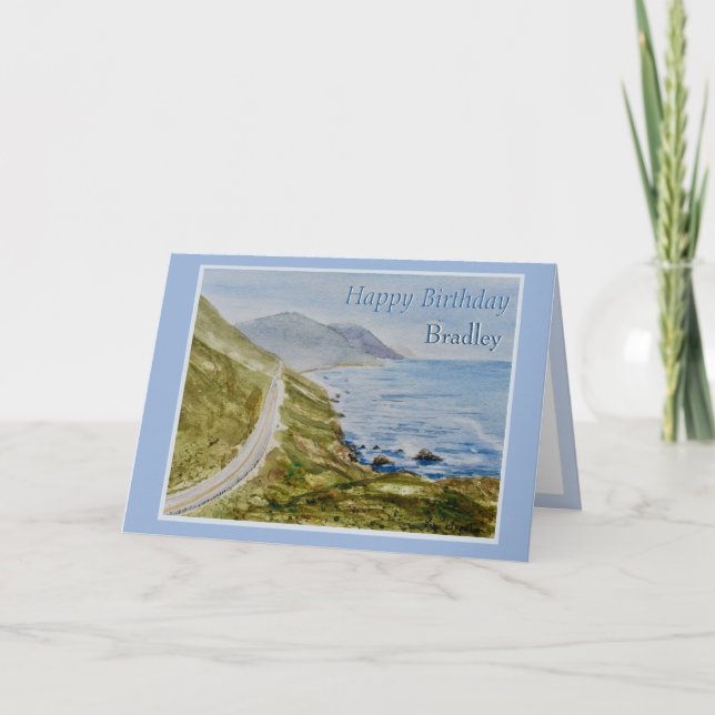 Seaside Personalize Namn Birthday Greetings Card Kort (Framsida)