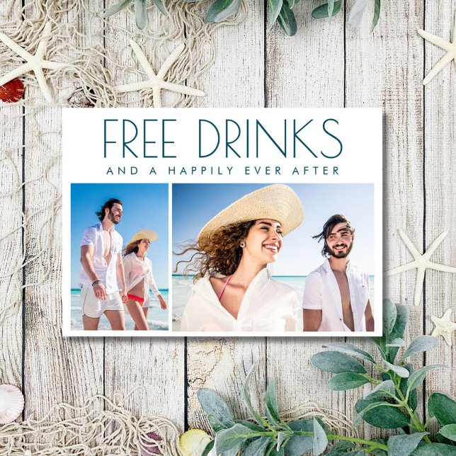 Seaside Photo Beach Wedding Spara Datumet (Coastal Seaside Photo Beach Wedding Save The Date)