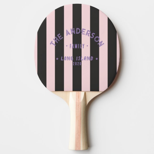 Seaside Pink Whisper & Black Stripe & Efternamn Pingisracket (Framsidan)