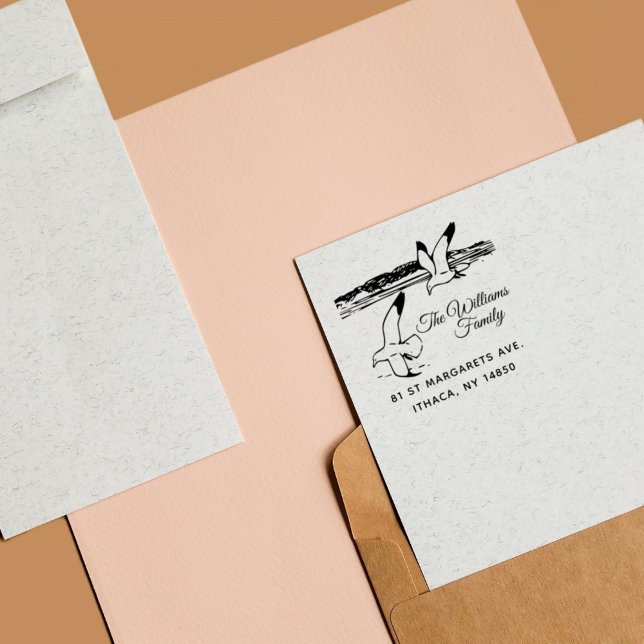 Seaside Rustic Elegant Fiskmåsar Självfärgande Stämpel (Skapare uppladdad)