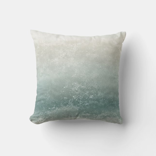 Seaside Seafoam Taupe och Blue Stänk Kudde (Framsida)