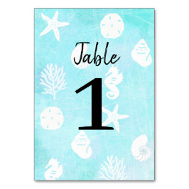 Seaside Seashells Beach Wedlings Bordsnummer Cards