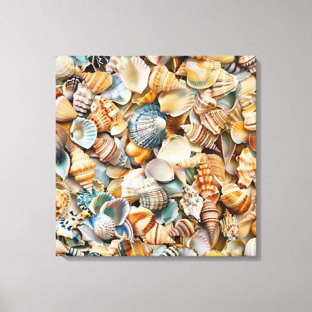 Seaside Seashells Wrapped Canvas Art (Framsida)
