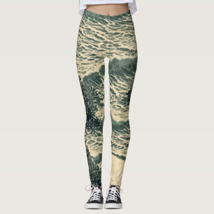 Seaside Serenity: Lino klippt grafik Leggings