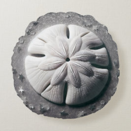 Seaside Serenity Sand Dollar White Silvery Rund Kudde