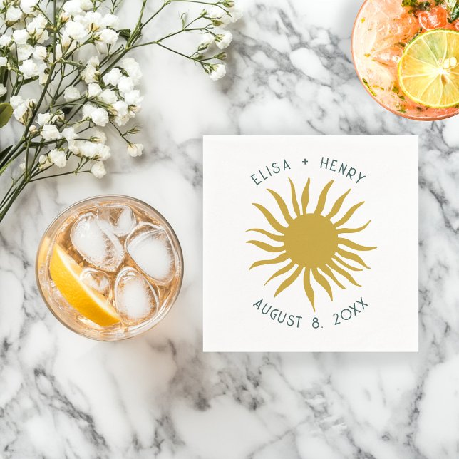 Seaside Soiree BRÖLLOP Förlovning Cute Sol ANPASSN Pappersservett (Seaside Soiree WEDDING Engagement Cute Sun CUSTOM Napkins
)