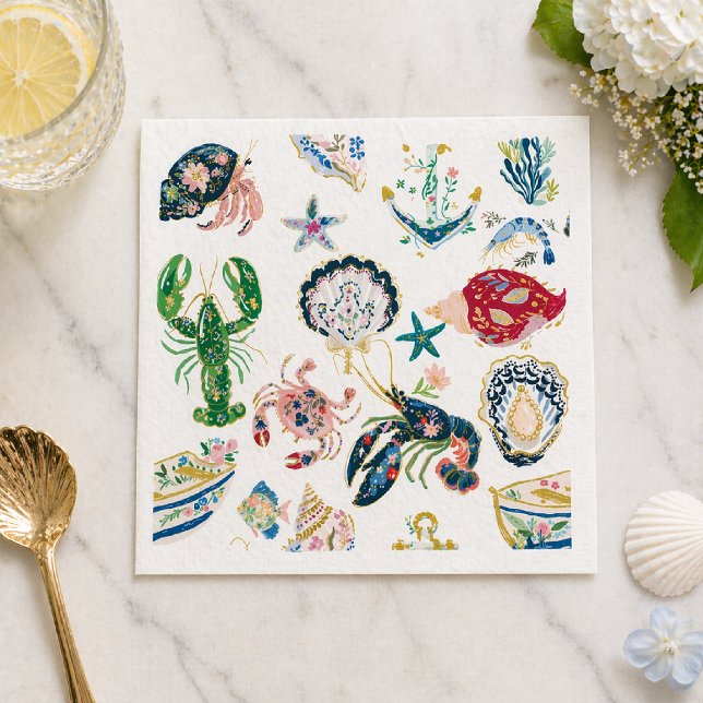 Seaside Soirée Coastal Pattern Pappersservett (Skapare uppladdad)