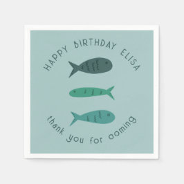 Seaside Soiree FÖDELSEDAGSFEST Cute Fishes ANPASSN Pappersservett