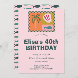 Seaside Soiree Modern Cute ANPASSNINGSBAR Födelsed Inbjudningar