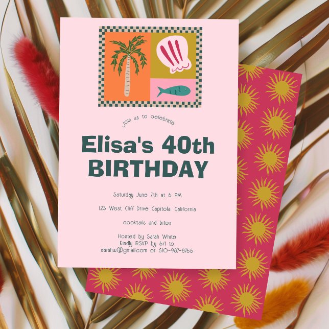 Seaside Soiree Modern Cute ANPASSNINGSBAR Födelsed Inbjudningar (Seaside Soiree Modern Cute CUSTOM Birthday Party Invitation
)