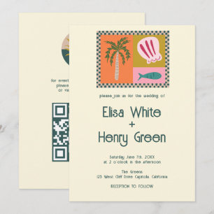 Seaside Soiree Modern Cute ANPASSNINGSBAR QR Inbjudningar
