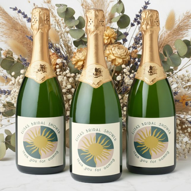 Seaside Soiree Möhippa Modern Cute ANPASSNINGSBAR (Seaside Soiree Bridal Shower Modern Cute CUSTOM Sparkling Wine Label
)