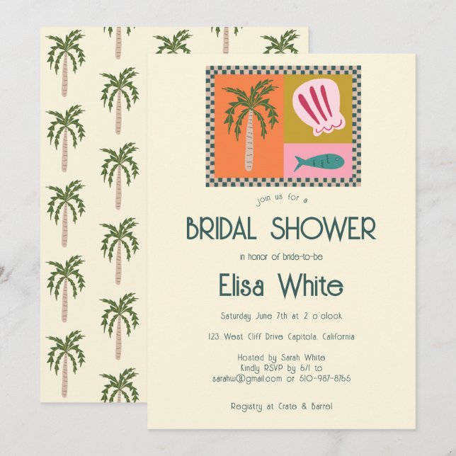 Seaside Soiree Möhippa Modern Cute ANPASSNINGSBAR Inbjudningar (Fram/baksida)