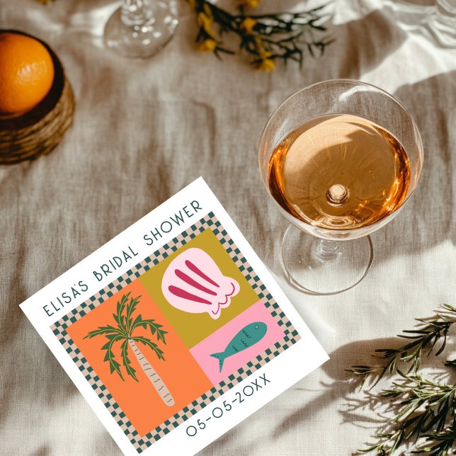 Seaside Soiree Möhippa Modern Cute ANPASSNINGSBAR Pappersservett (Seaside Soiree Bridal Shower Modern Cute CUSTOM Napkins
)