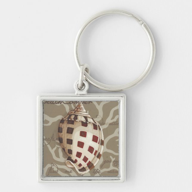 Seaside Sonnet I Fyrkantig Silverfärgad Nyckelring (Framsidan)