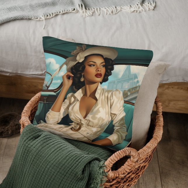 Seaside Sophisticated Vintage Coastal Drive Kudde (Skapare uppladdad)