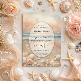 Seaside Sparkle och Sunset Dreams Bröllop Inbjudningar