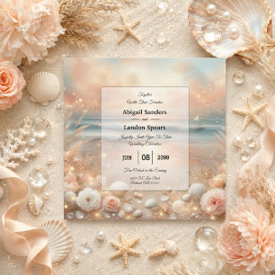 Seaside Sparkle och Sunset Dreams Bröllop Inbjudningar
