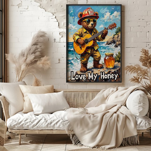 Seaside Strums: Bear's Sweet Melody Poster (Skapare uppladdad)