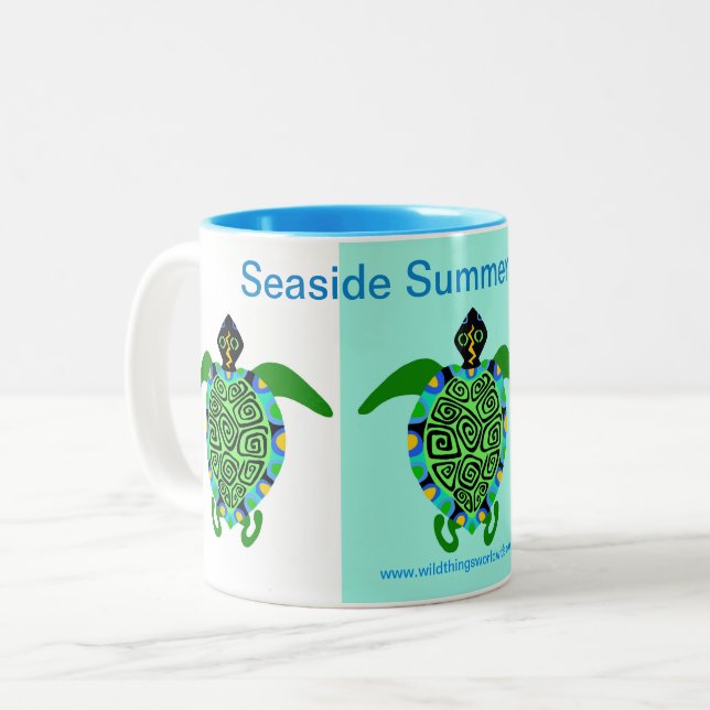 Seaside Summer Helgdag - Sea Turtle Två-Tonad Mugg (Framsida vänster)