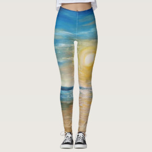 Seaside Sunrise Ocean Sunset Radiant Sjölandskap P Leggings