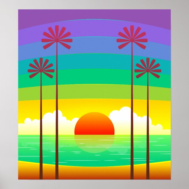 Seaside Sunrise Vintage Art Poster (Framsidan)