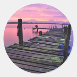 Seaside Sunset Coastal Runt Klistermärke