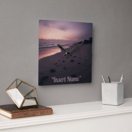 Seaside Twilight Fyrkantig Klocka