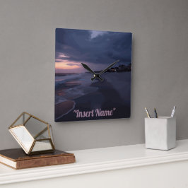 Seaside Twilight Fyrkantig Klocka