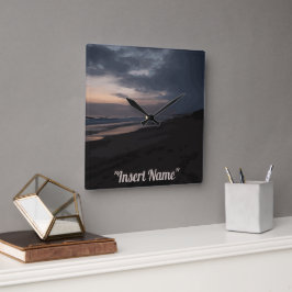 Seaside Twilight Fyrkantig Klocka