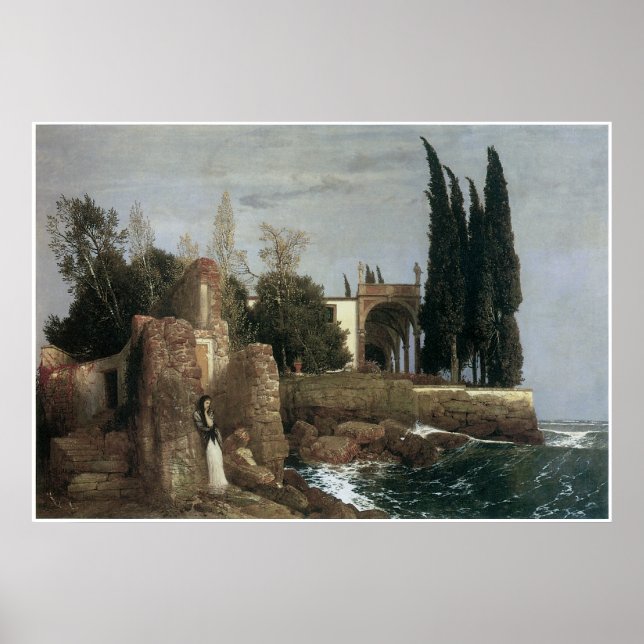 Seaside Villa, Arnold Bocklin 1878 Poster (Framsidan)