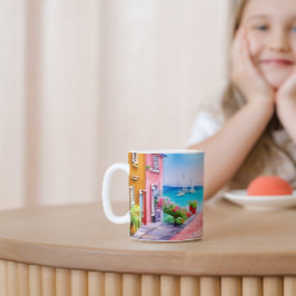 Seaside Village Sunset Watercolor Kaffemugg