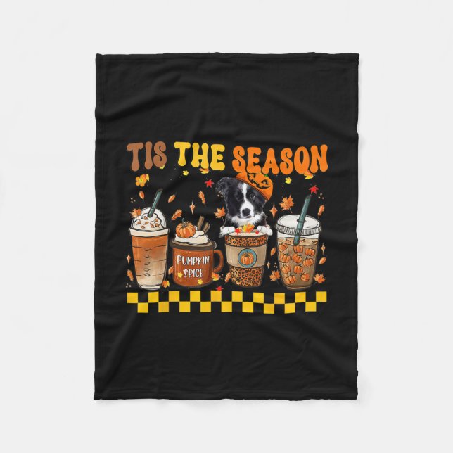 Season Coffee Pumpkin Gräns Collie Halloween Fleecefilt (Framsidan)
