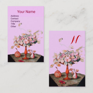 SEASON FRUITS FLOWERS,LÖV MONOGRAM Rosa Lilac Visitkort