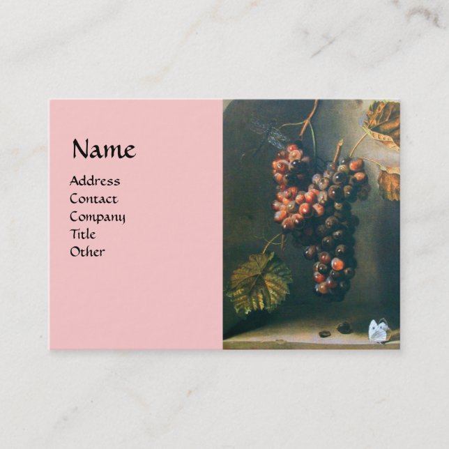 SEASON FRUITS,Hanged Red Grapes,Butterfly,Rustic Visitkort (Framsida)