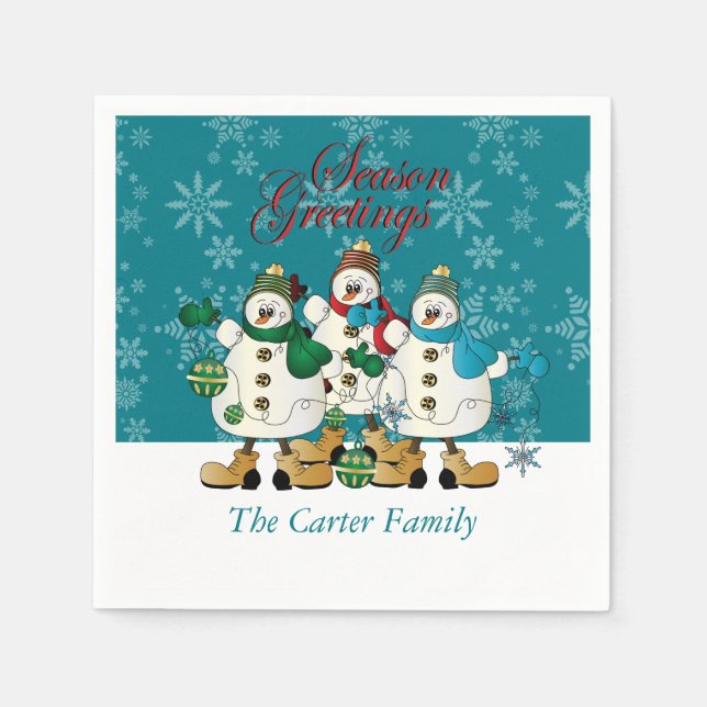Season Greetings Snowmen Buddies | Christmas Pappersservett (Framsidan)
