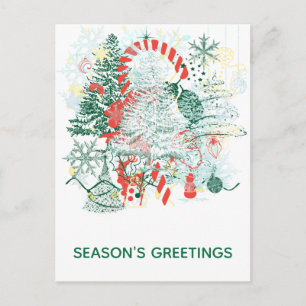 Season Hälsning All jul Red Grönt Helg Vykort