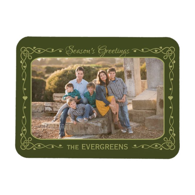 Season Hälsning Anpassningsbar Photo & Namn magnet (Horisontell)