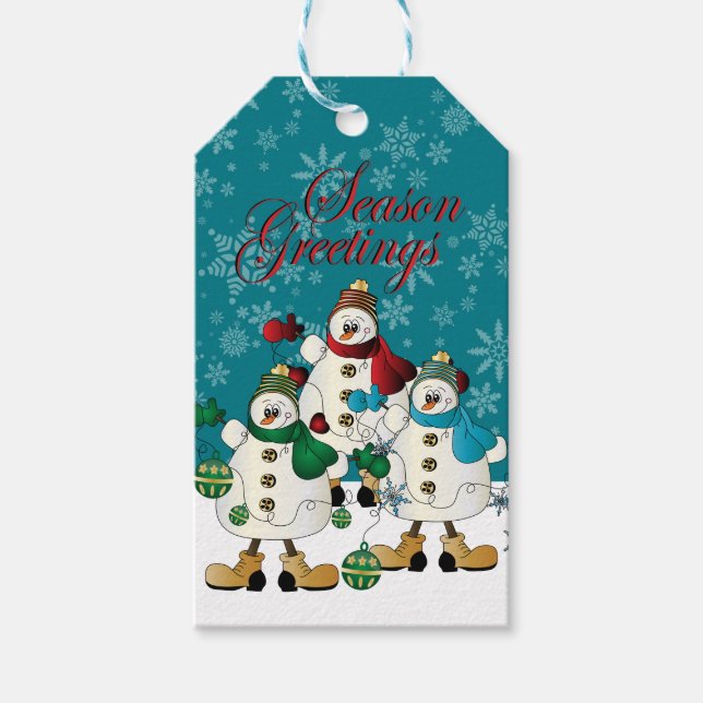 Season Hälsning Snögubbars Pals | Jul Presentetikett (Framsidan)