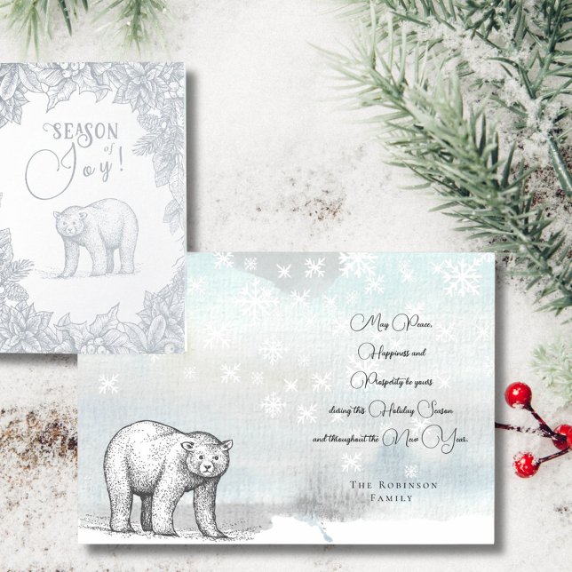 Season Joy Forest Bear-julhälsningar Silver Folierat Kort (Skapare uppladdad)
