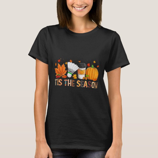 Season Leopard Pumpkin Badminton Halloween Fall Le T Shirt (Framsida)