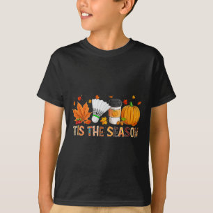 Season Leopard Pumpkin Badminton Halloween Fall Le T Shirt