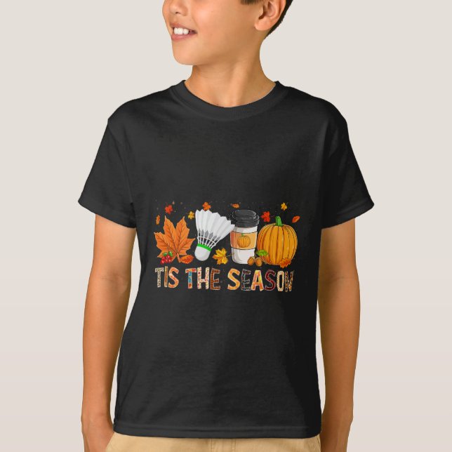 Season Leopard Pumpkin Badminton Halloween Fall Le T Shirt (Framsida)