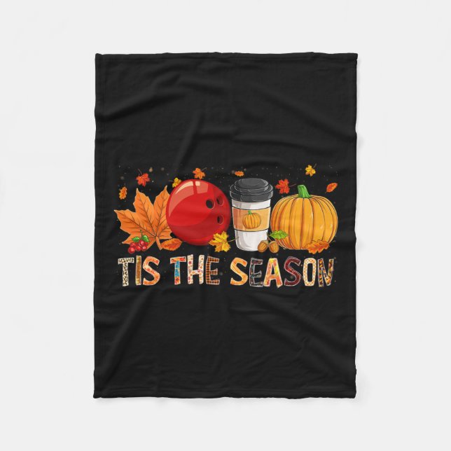 Season Leopard Pumpkin Bowling Halloween Fall Löv Fleecefilt (Framsidan)