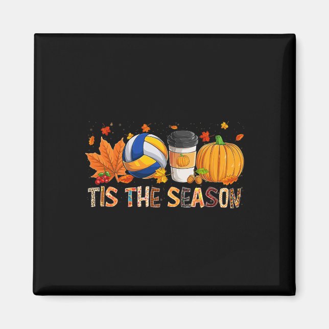 Season Leopard Pumpkin Volleyball Halloween Fall L Magnet (Framsidan)