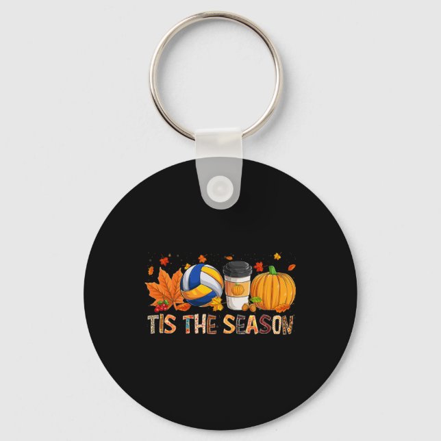 Season Leopard Pumpkin Volleyball Halloween Fall L Nyckelring (Framsida)